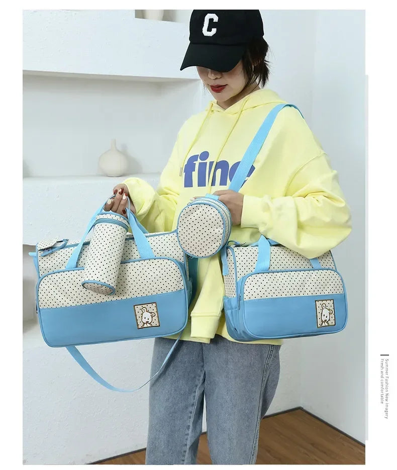 5-in-1 Diaper Bag Set with Large Bag, Small Bag, Bottle Bag, Food Bag, and Diaper Changing Pad - Image 18
