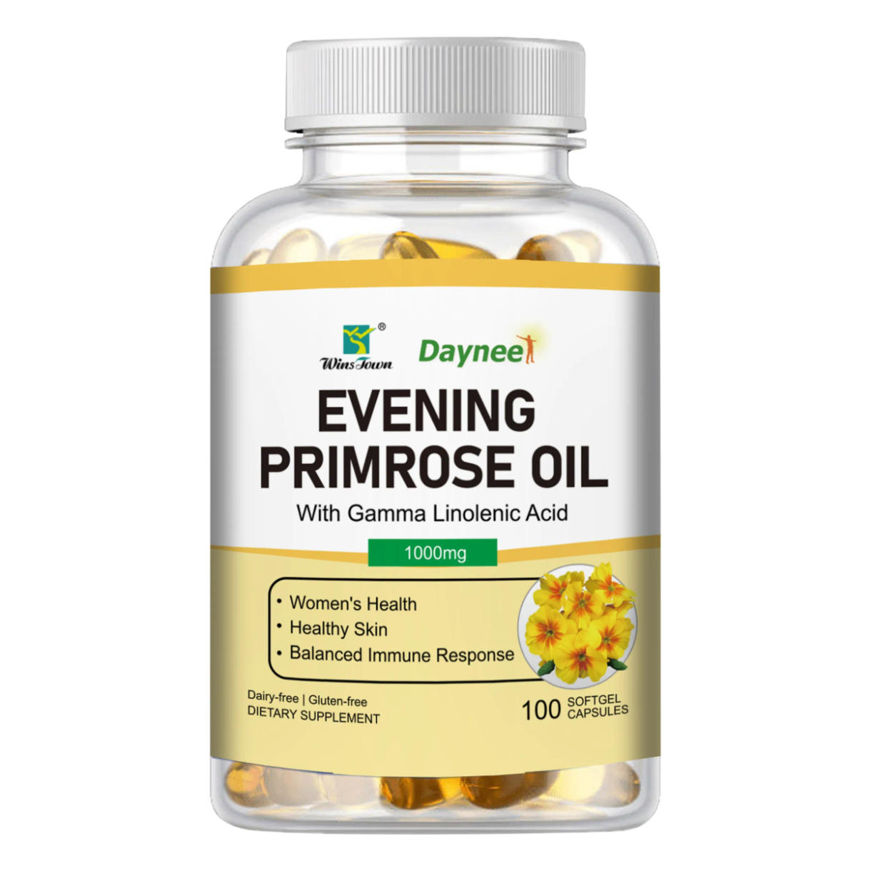 Evening Primrose Oil Capsules | Dietary Supplement for Women's Health, Skin, Immunity, and Hormonal Balance