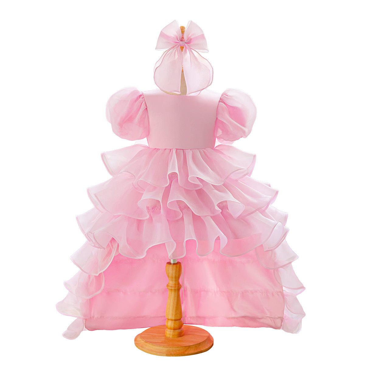 Luxury Puff-Sleeve Princess Dress with Matching Headband (6-12 months) | Elegant Layered Occasion Gown for Baby Girls - Image 25