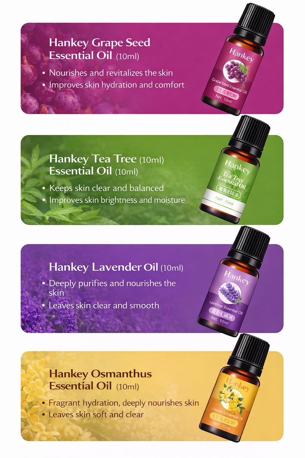 HANKEY 7-Piece Essential Oil Set for Massage and Aromatherapy | Relaxation and Body Moisturizing Oils - Image 3