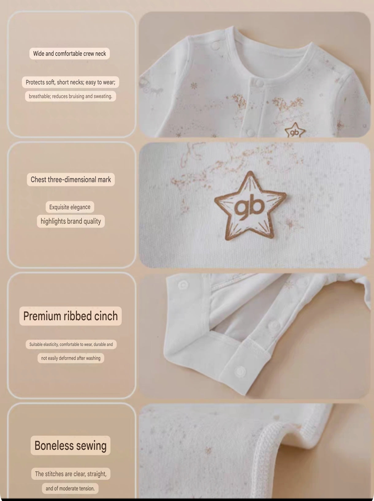 GOODBABY 10-Piece Clothing and Gift Set for Newborn Babies with Jacket, Pants, Jumpsuit, Hand Gloves, Foodmuffs, Bib, Face Towel, and Hats (0-3 months) - Image 5
